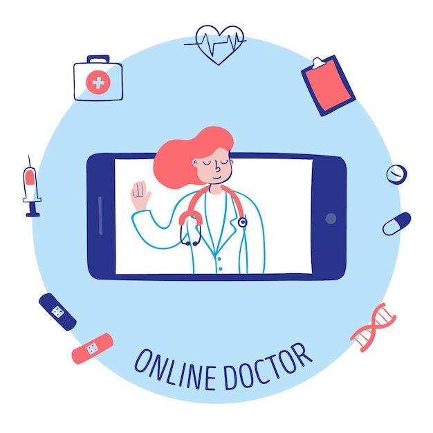 Illustration with online doctor