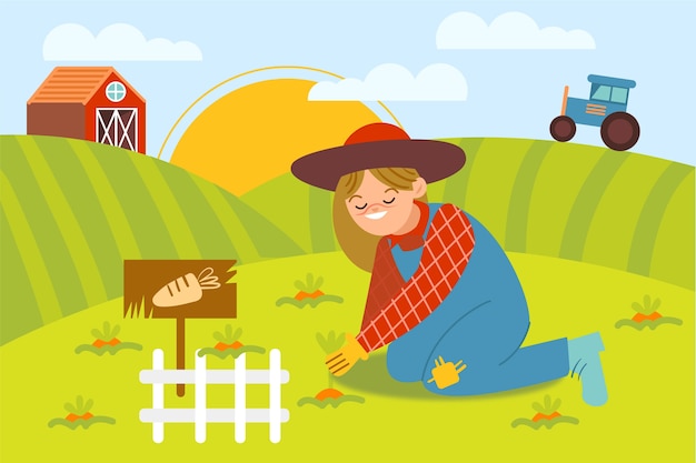 Illustration with organic farm theme