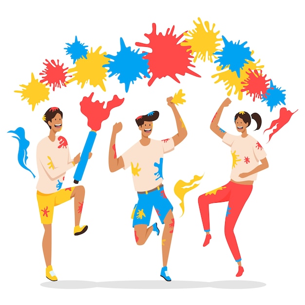 Illustration with people celebrating holi festival