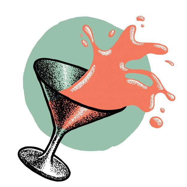 illustration with splashing drink glass