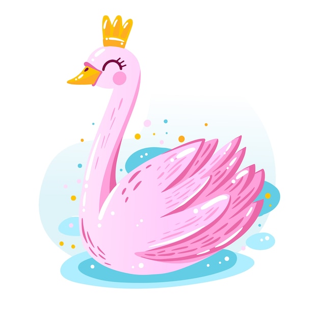 Illustration with swan princess design