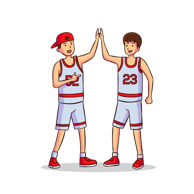 Free vector illustration with teenagers giving high five