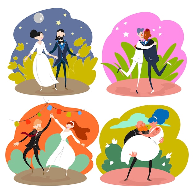 Illustration with wedding couple collection theme