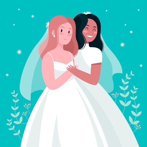 Illustration with wedding couple theme