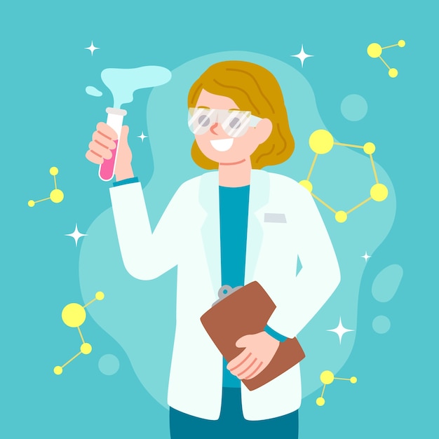 Illustration with woman scientist