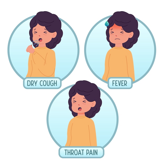 Illustration of a woman showing coronavirus symptoms