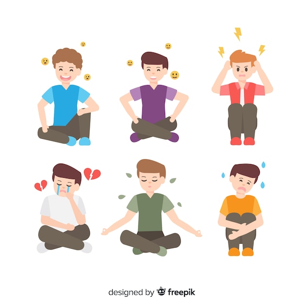 Free Vector illustration of young people with different emotions