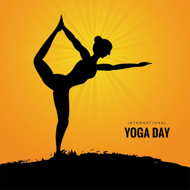 Illustration of young woman doing asana for international yoga day background