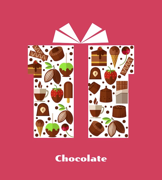 Free Vector illustrations with sweets, chocolate and other sweet food.