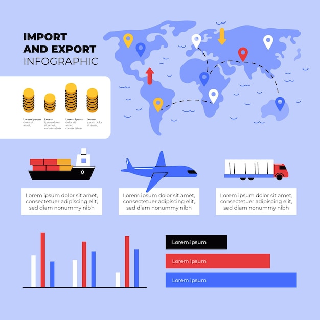 Free vector import and export infographic template