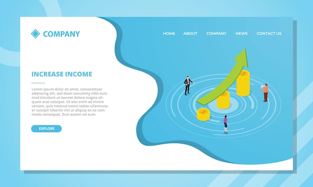 Increase income concept for website template or landing homepage design