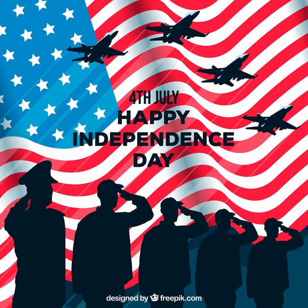 Independence day of 4th of july background in flat style