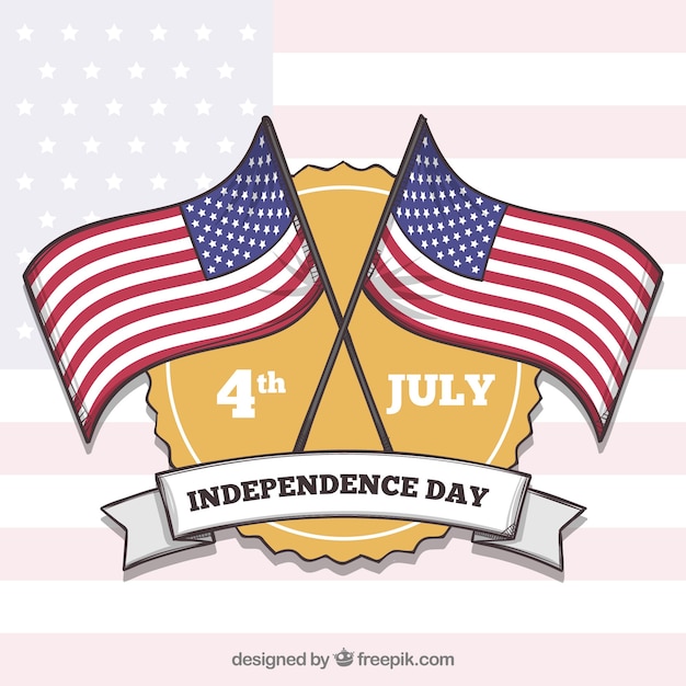 Free Vector independence day of 4th of july background with flags