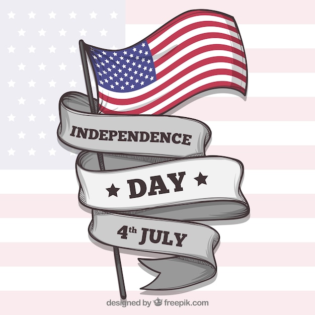 Free vector independence day of 4th of july background with flags