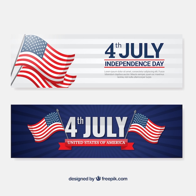 Independence day banners with decorative flags