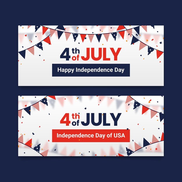 Independence day banners with garlands