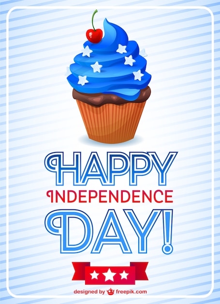 Free Vector independence day card with patriotic cupcake