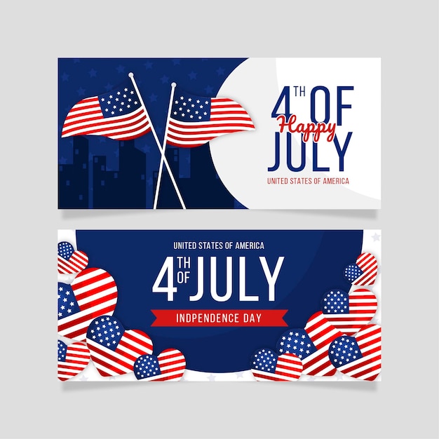 Independence day horizontal banners template