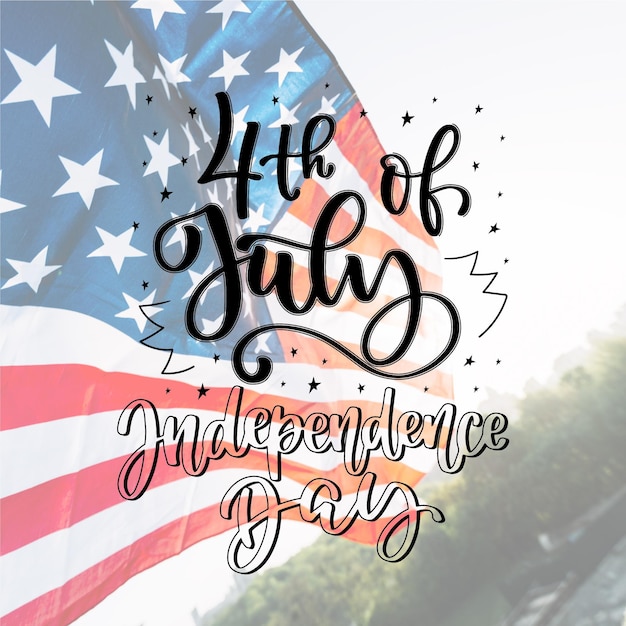 Free Vector independence day lettering concept