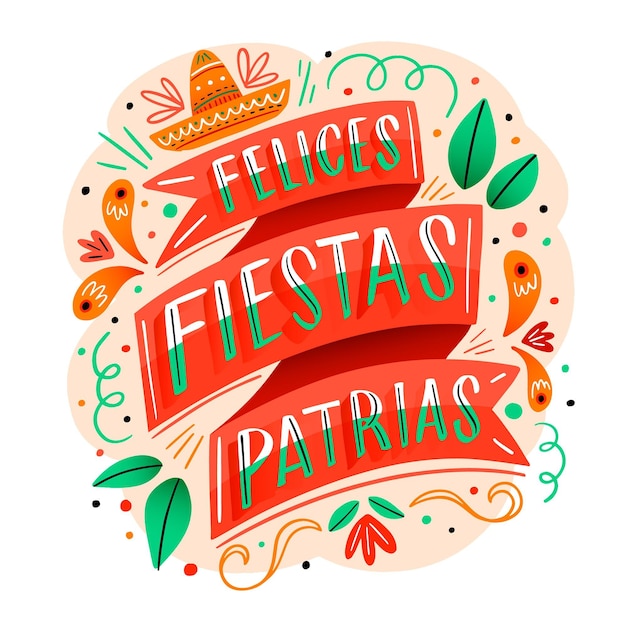 Free vector independence day of mexico lettering