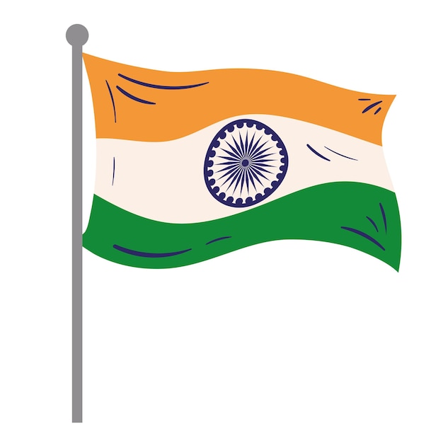 Free Vector india flag in pole