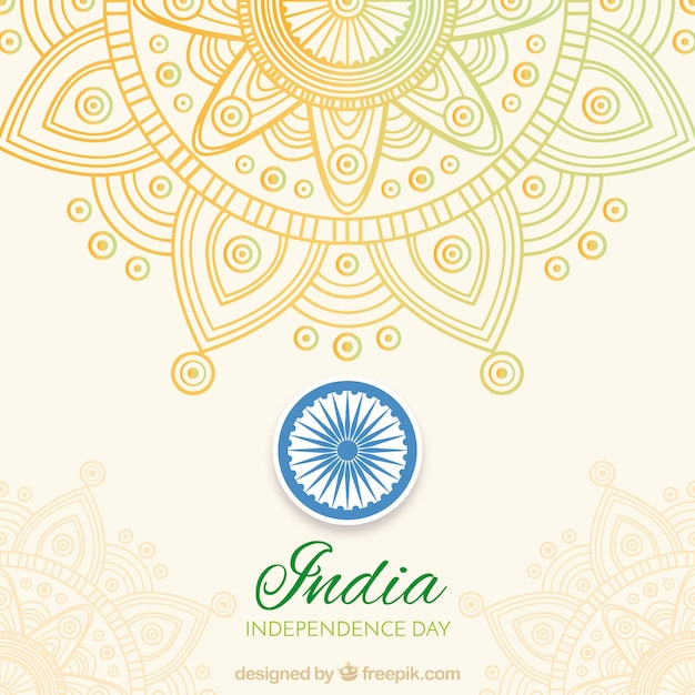 Free Vector india independence background with mandala