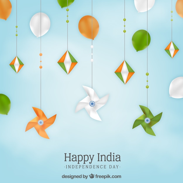 Free Vector india independence day background in realistic style