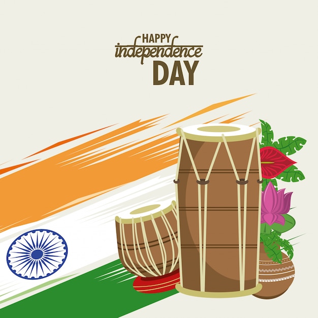 Free Vector india independence day card colorful