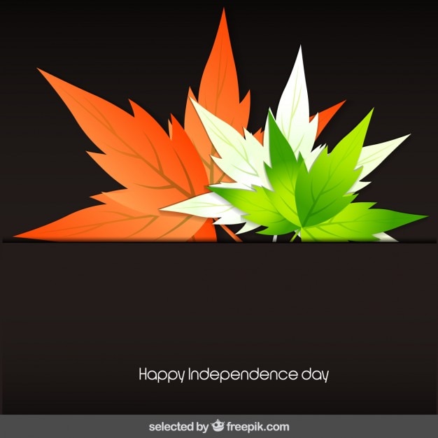 Free Vector india independence day card with leaves