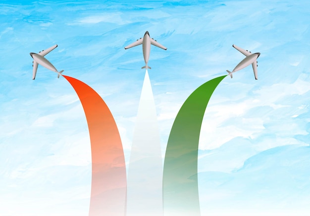 Free Vector india independence day celebration on 15 august with airplane bacground