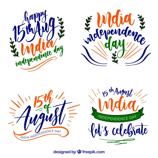 India independence day watercolor badges