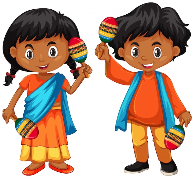 Free Vector india kid holding maracas