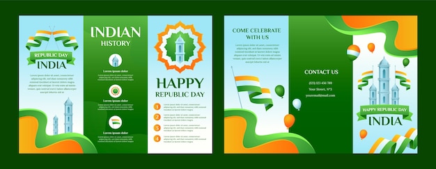 Free vector india republic day celebration brochure template