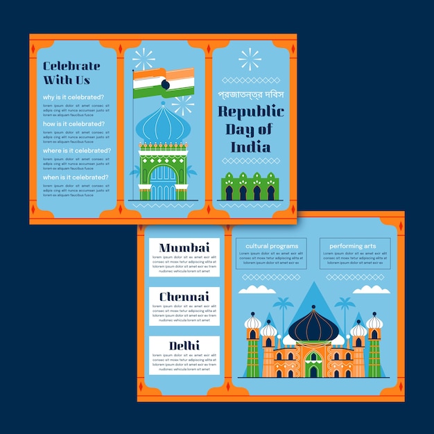 Free vector india republic day celebration brochure template