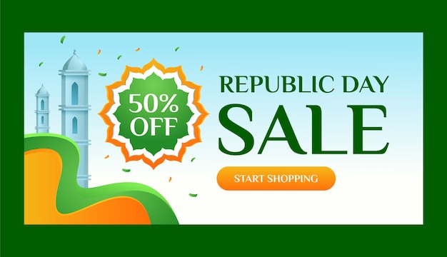 India republic day celebration horizontal sale banner template