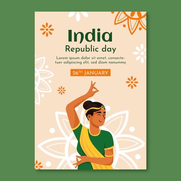 Free Vector india republic day celebration vertical poster template