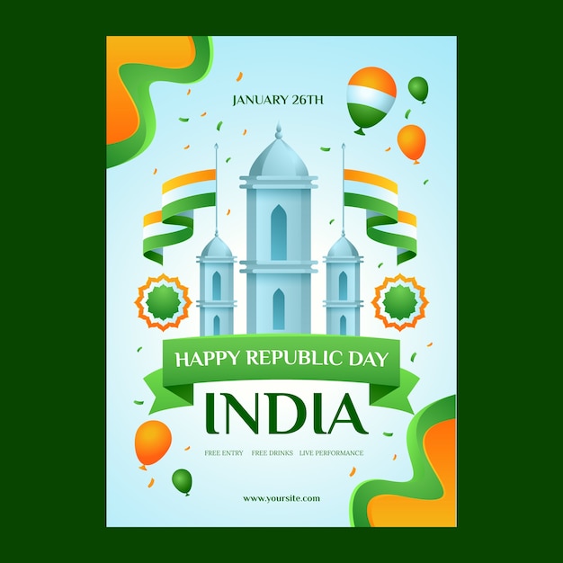 India republic day celebration vertical poster template