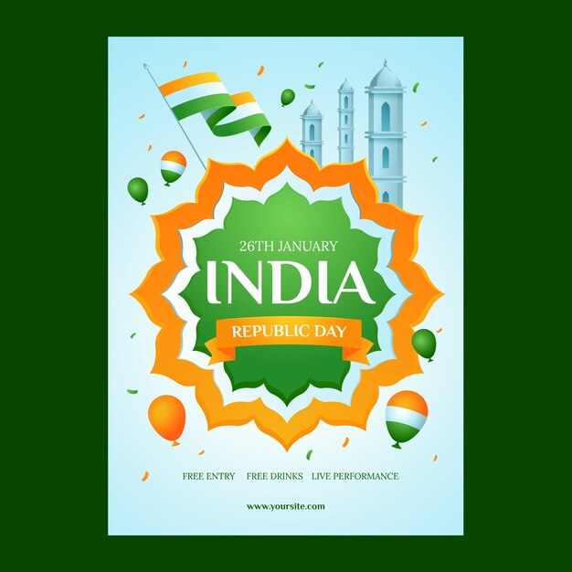 India republic day celebration vertical poster template