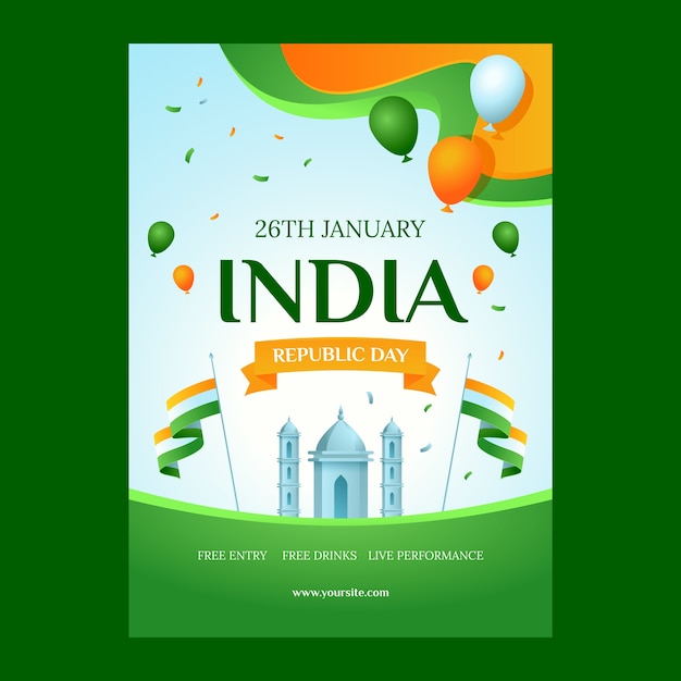 India republic day celebration vertical poster template