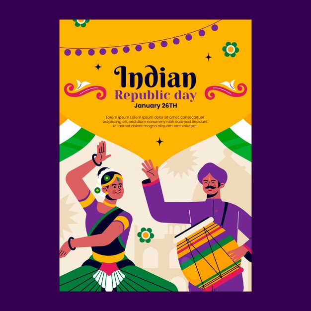 India republic day celebration vertical poster template