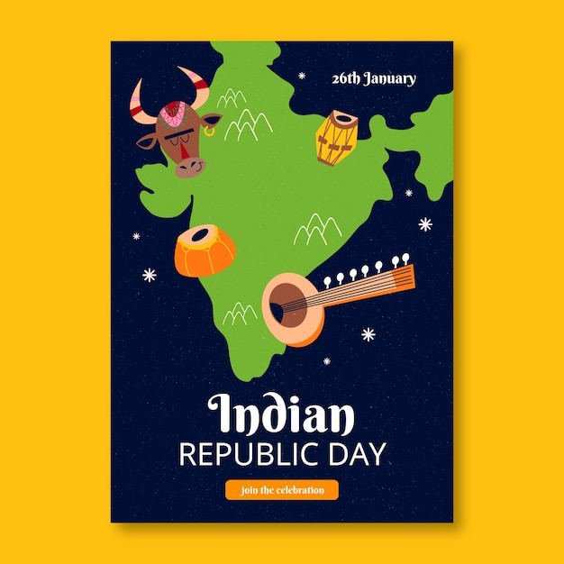 Free Vector india republic day vertical poster template