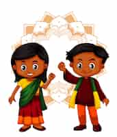 Free vector indian boy and girl on isolated background