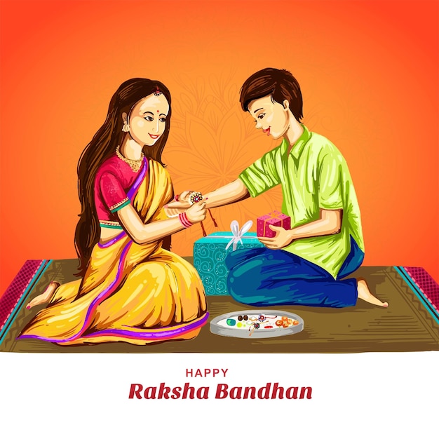 Free Vector indian brother and sister festival happy raksha bandhan card background