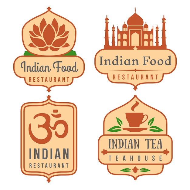 Indian cafe badge set.