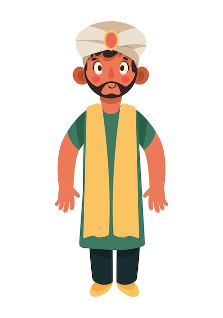 Free Vector indian culture young man character