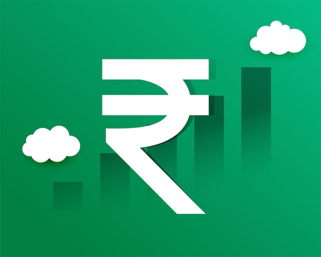 Free vector indian digital rupee symbol background a strong position financial market concept