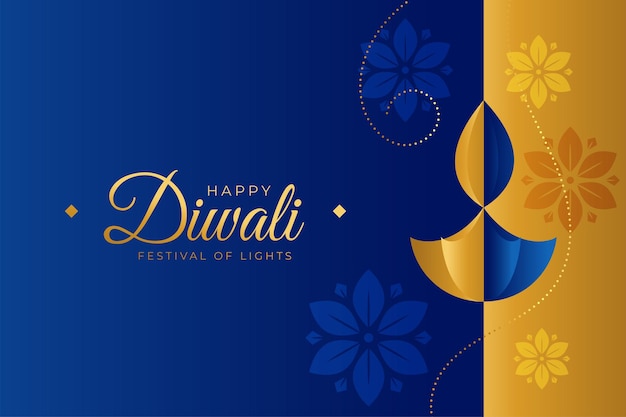 Free vector indian diwali festival greeting card with artistic lamp design