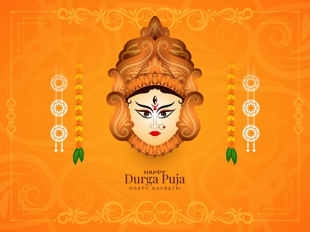 Indian festival Durga Puja and Happy navratri celebration card design