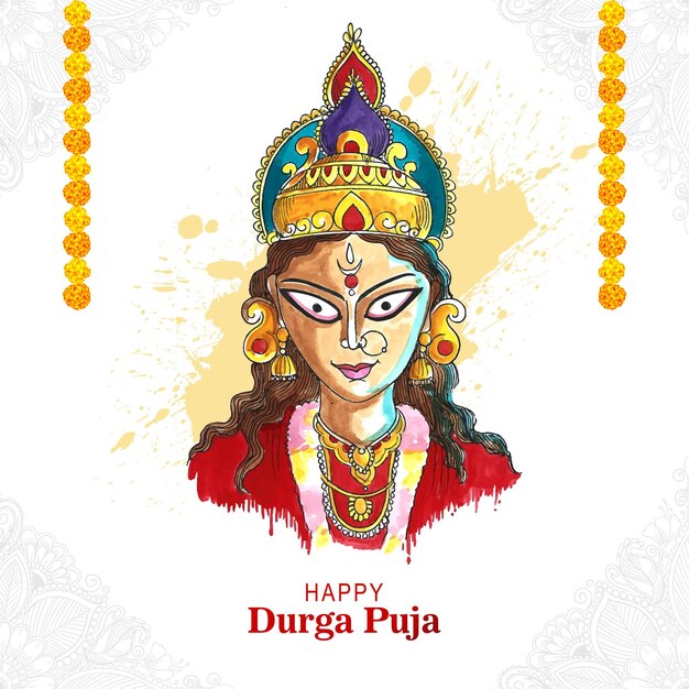 Indian festival goddess durga face holiday celebration card background