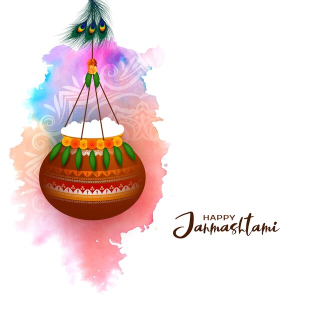 Indian festival Happy janmashtami cultural background design